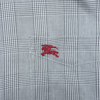 BURBERRY 90s Made in Japan Vintage Glen Plaid Long Sleeve Shirt M Gray Chest Pocket Embroidered One-point Logo