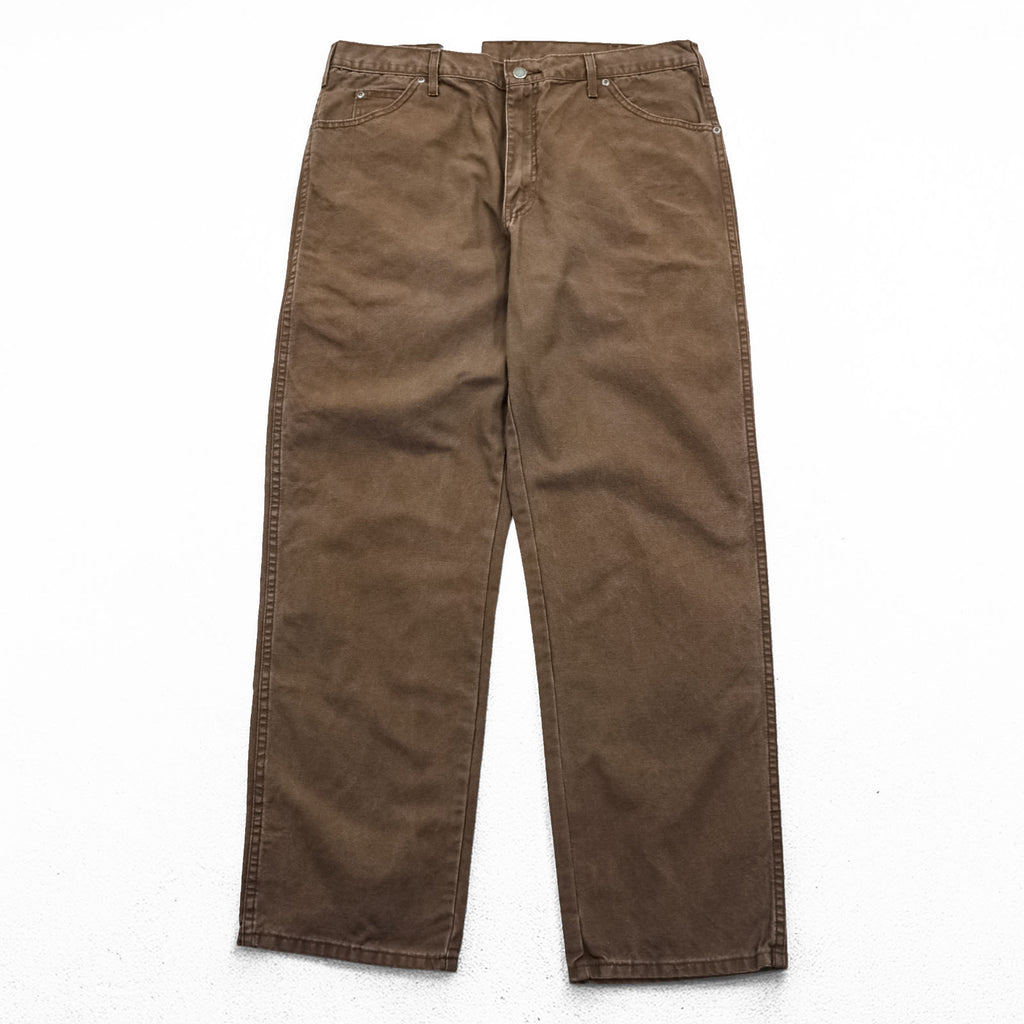 Dickies Relaxed Fit Dungaree Denim Pants Jeans Size L Brown Unused ED218STB