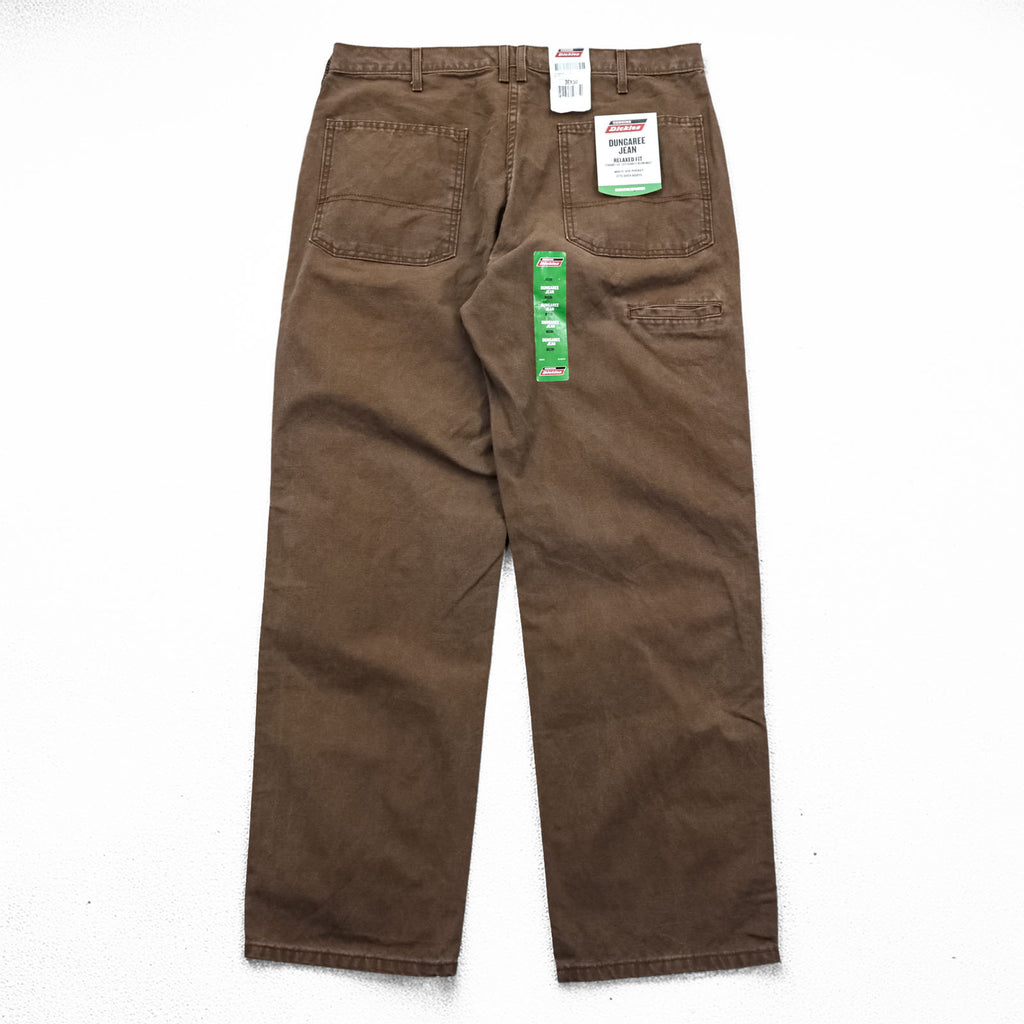 Dickies Relaxed Fit Dungaree Denim Pants Jeans Size L Brown Unused ED218STB