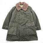 1940s Swedish Army Vintage Shearling Coat M1909 Pilot Coat L Khaki Boa Liner Cotton Canvas Military