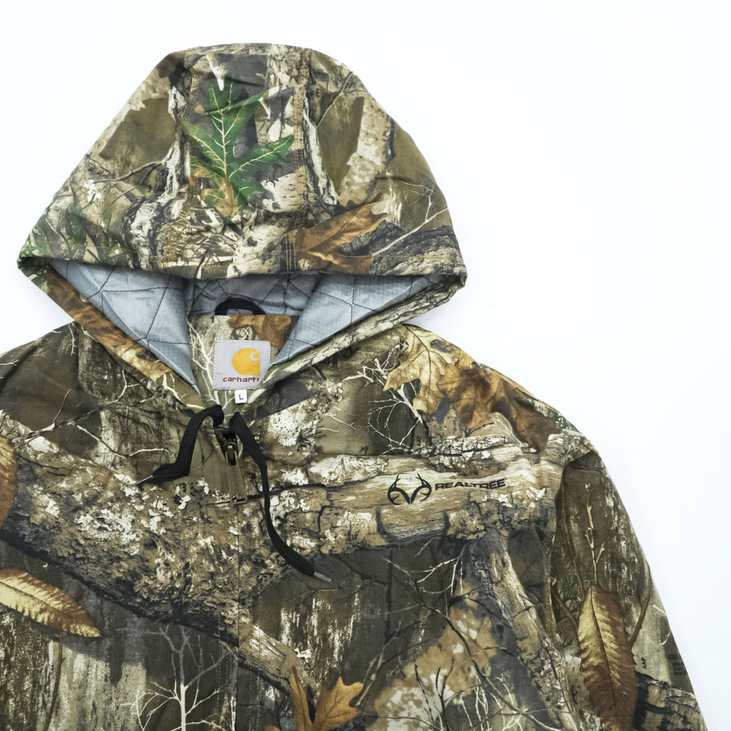 Carhartt Remake Reconstructed Realtree Camo Active Jacket Hoodie L Brown, Khaki