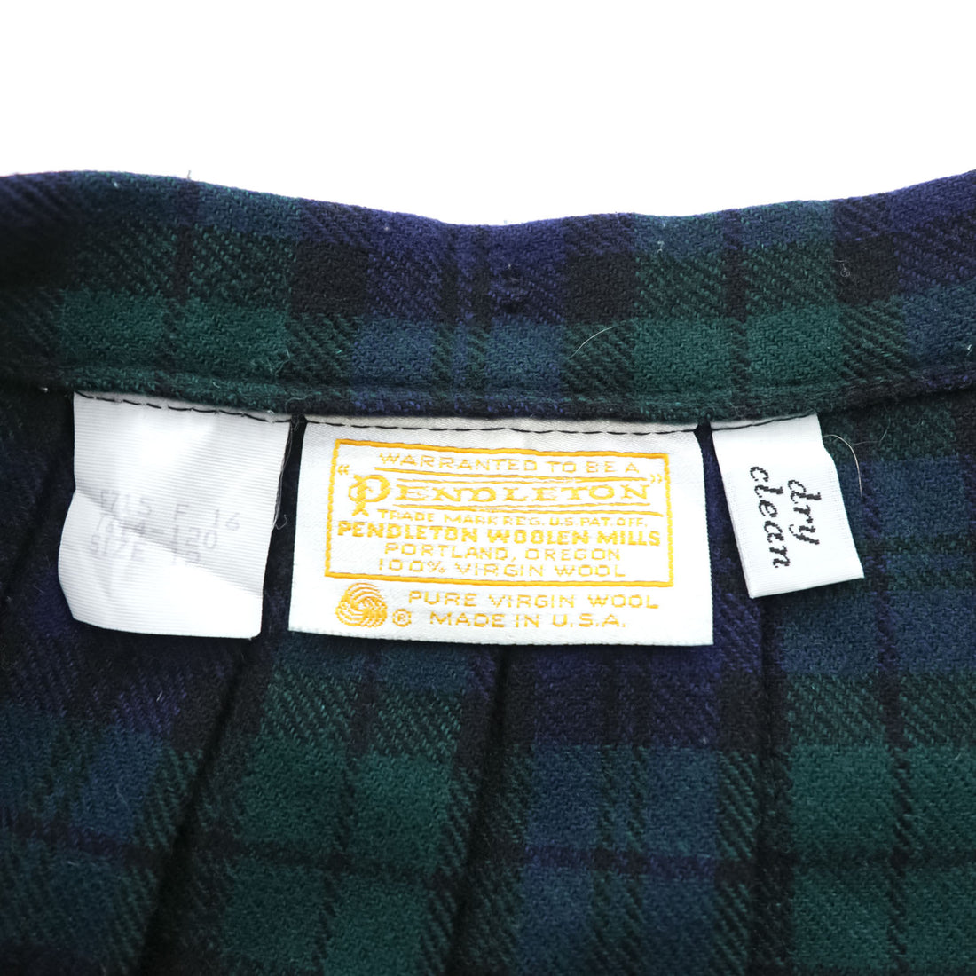 Vintage 70s Pendleton Black Watch Tartan Pleated Wool Skirt Made in USA Pure Virgin Wool Long Midi