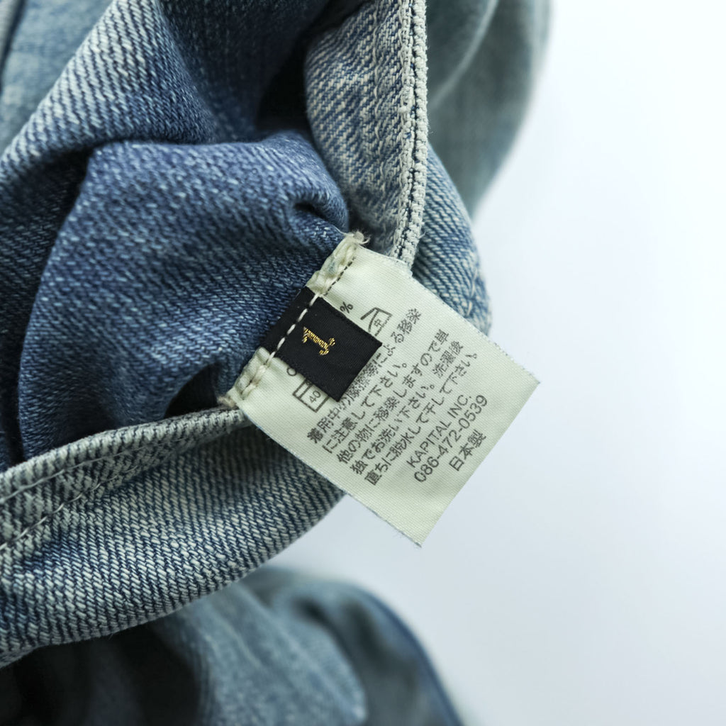 KAPITAL 日本製 サルエル ヌーベルショートパンツ S インディゴ ブルー デニム ヴィンテージ加工 ハーフ