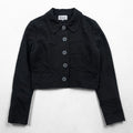 Mademoiselle Dior Cropped Jacket Black Rounded Collar 5 Button Wool Silk Short Women