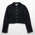Mademoiselle Dior Cropped Jacket Black Rounded Collar 5 Button Wool Silk Short Women