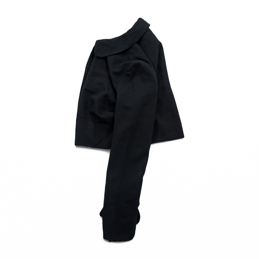 Mademoiselle Dior Cropped Jacket Black Rounded Collar 5 Button Wool Silk Short Women
