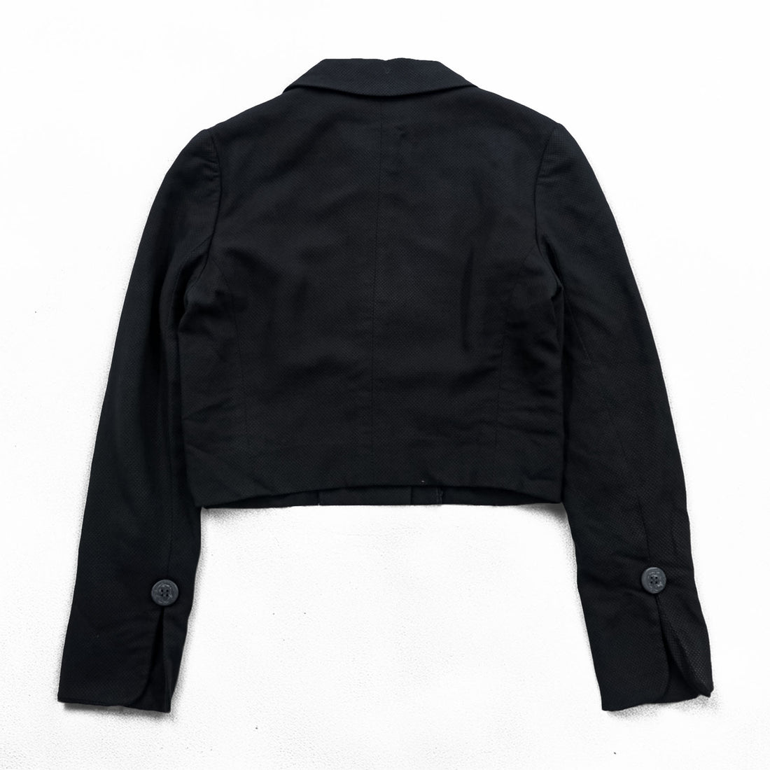 Mademoiselle Dior Cropped Jacket Black Rounded Collar 5 Button Wool Silk Short Women