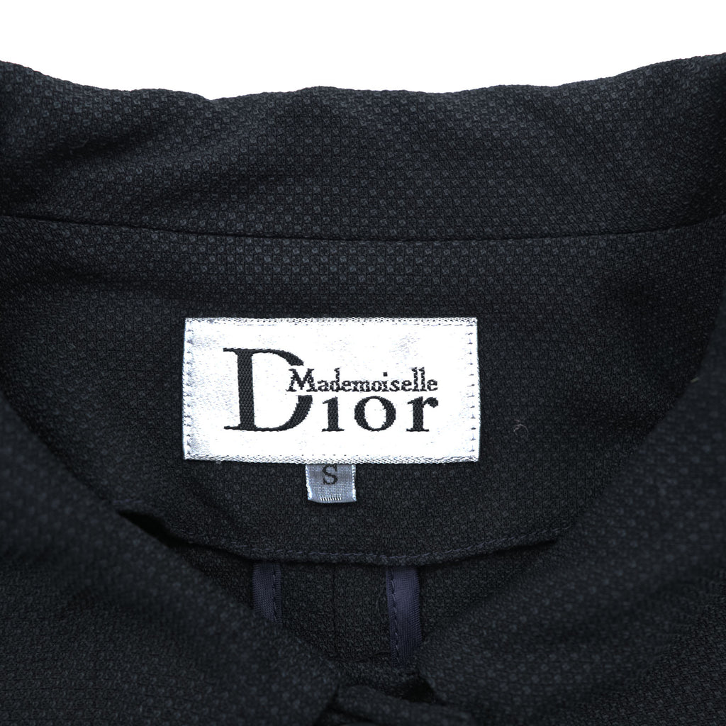 Mademoiselle Dior Cropped Jacket Black Rounded Collar 5 Button Wool Silk Short Women
