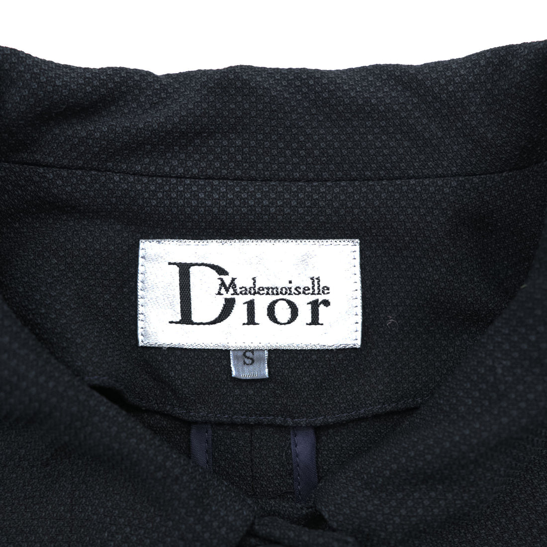 Mademoiselle Dior Cropped Jacket Black Rounded Collar 5 Button Wool Silk Short Women