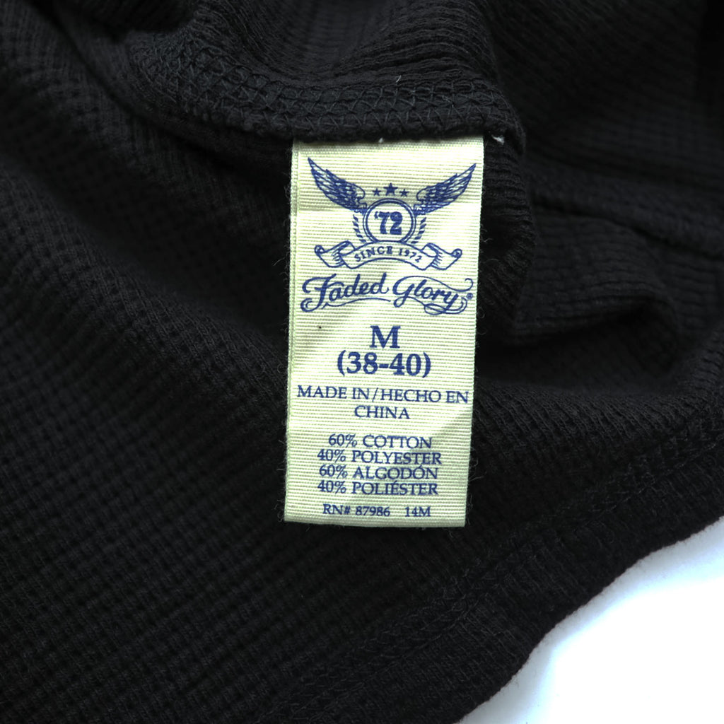 Faded Glory サーマル ロングスリーブ Tシャツ M ブラック ワッフル コットン 長袖 ロンT 未使用品