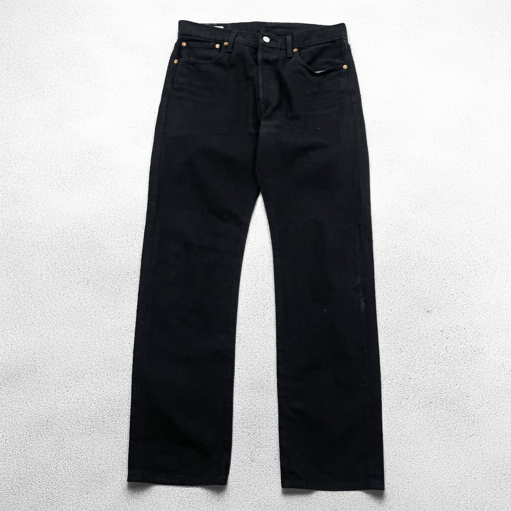 Levi's 501 ビッグE デニムパンツ ジーンズ M ブラック ストレート レザーパッチ ボタンフライ PREMIUM 00501-0165