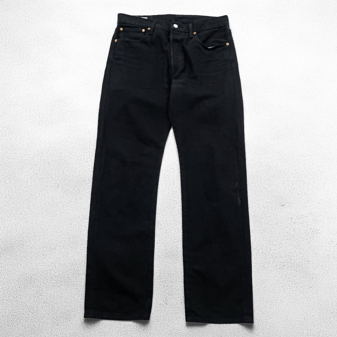 Levi's 501 ビッグE デニムパンツ ジーンズ M ブラック ストレート レザーパッチ ボタンフライ PREMIUM 00501-0165