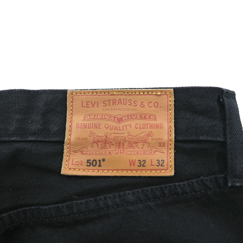 Levi's 501 ビッグE デニムパンツ ジーンズ M ブラック ストレート レザーパッチ ボタンフライ PREMIUM 00501-0165