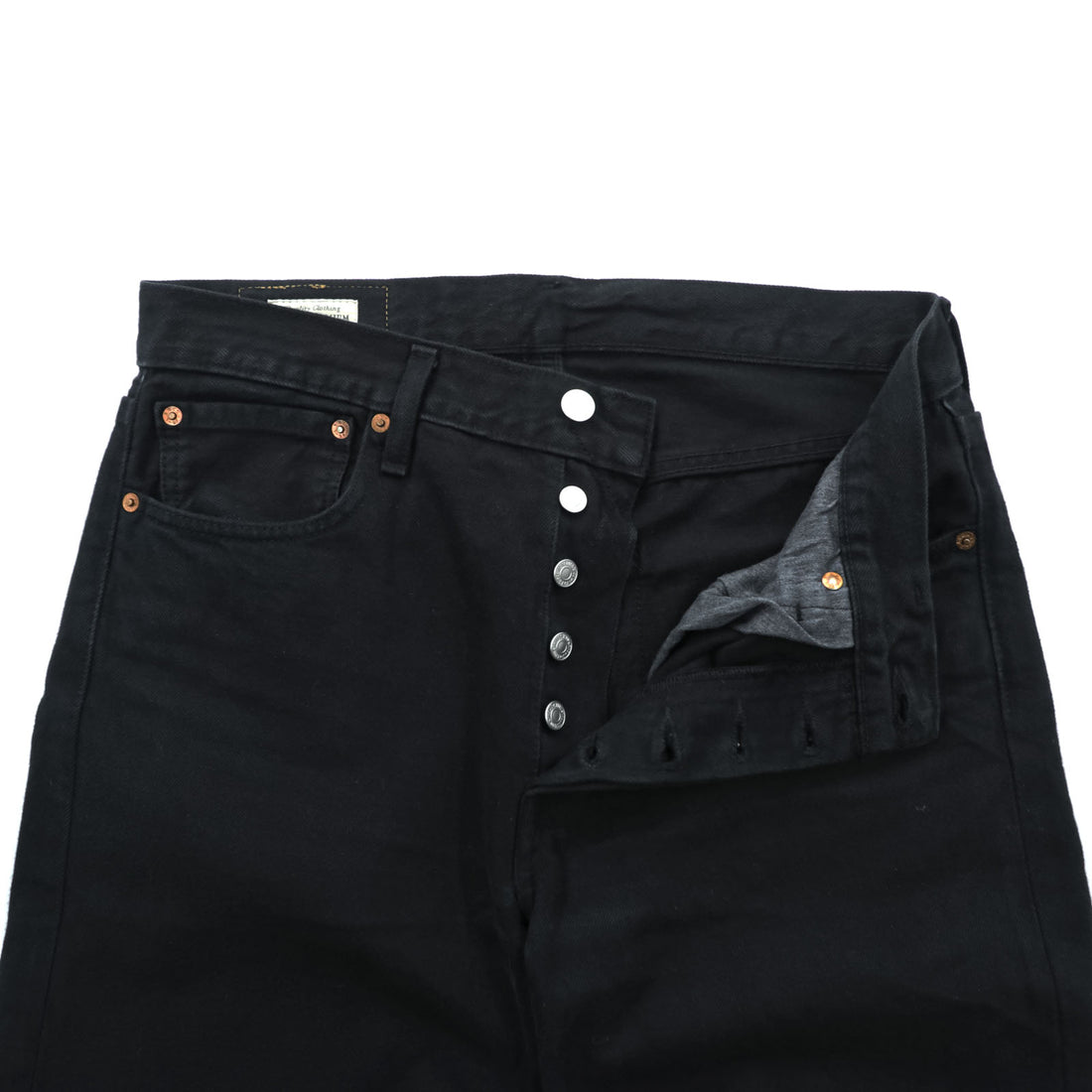 Levi's 501 ビッグE デニムパンツ ジーンズ M ブラック ストレート レザーパッチ ボタンフライ PREMIUM 00501-0165
