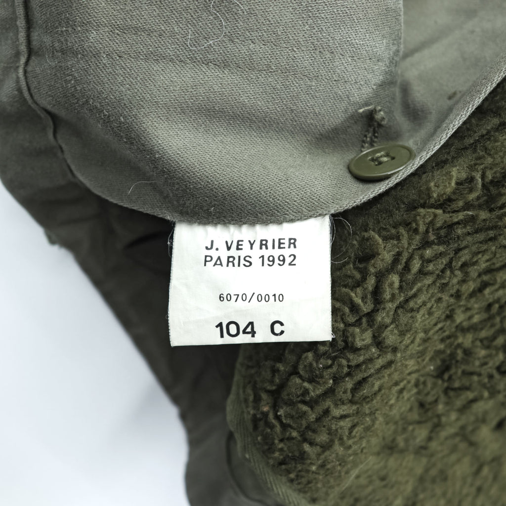 French Army F2 Field Parka Olive Hooded Fleece Lined J.Veyrier Paris 1992 Size 104C Vintage