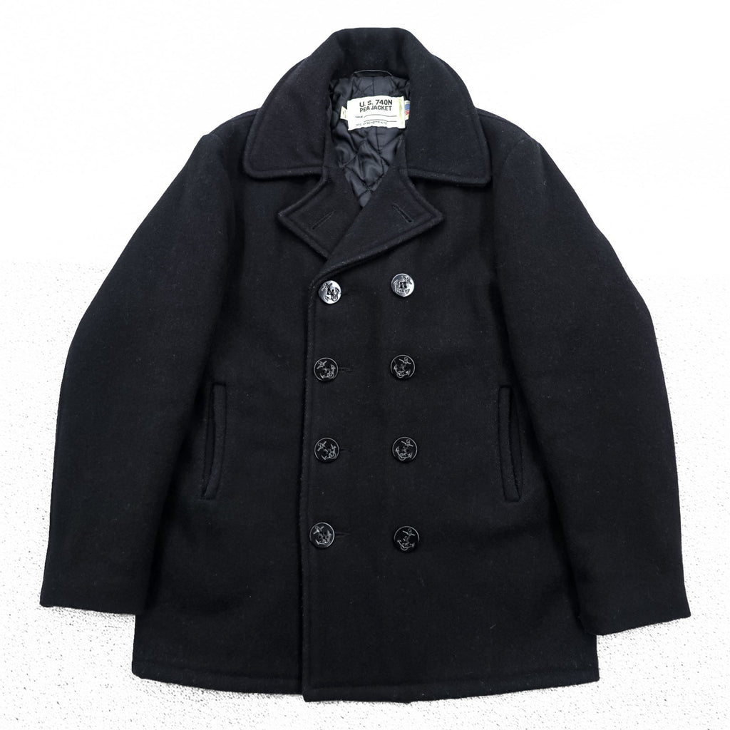 Schott USA製 ピーコート U.S.740N PEA JACKET メルトン ウール L ダークネイビー ミリタリー