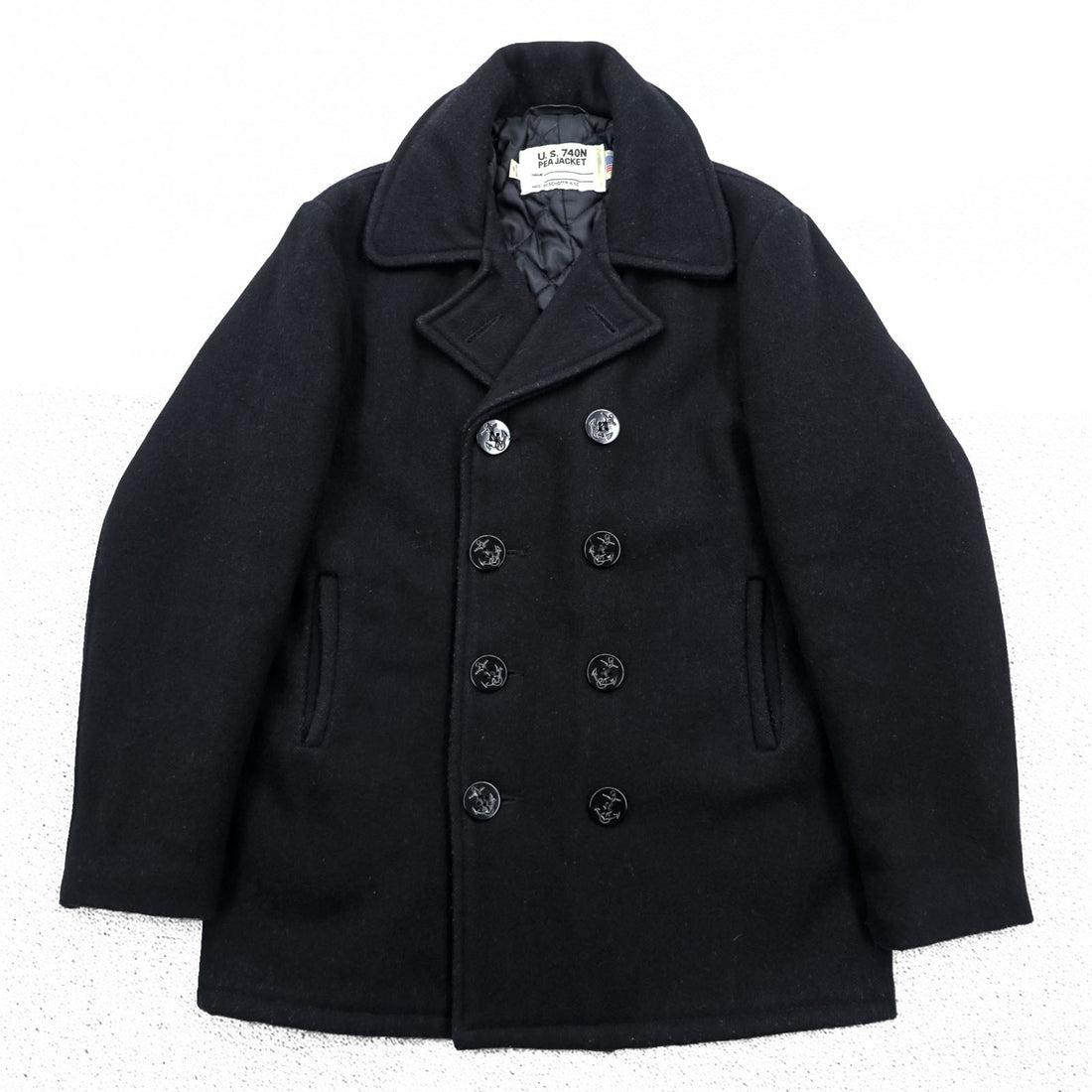 Schott USA製 ピーコート U.S.740N PEA JACKET メルトン ウール L ダークネイビー ミリタリー