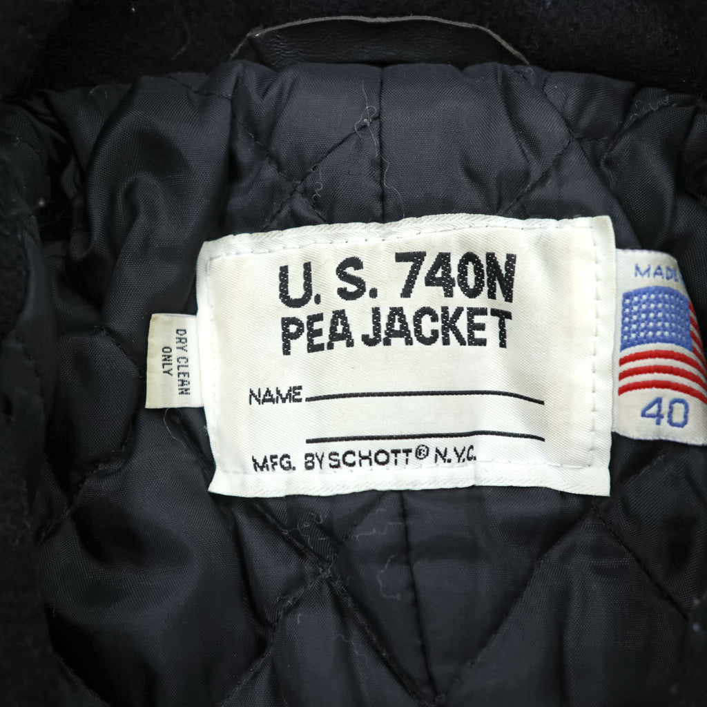Schott USA製 ピーコート U.S.740N PEA JACKET メルトン ウール L ダークネイビー ミリタリー