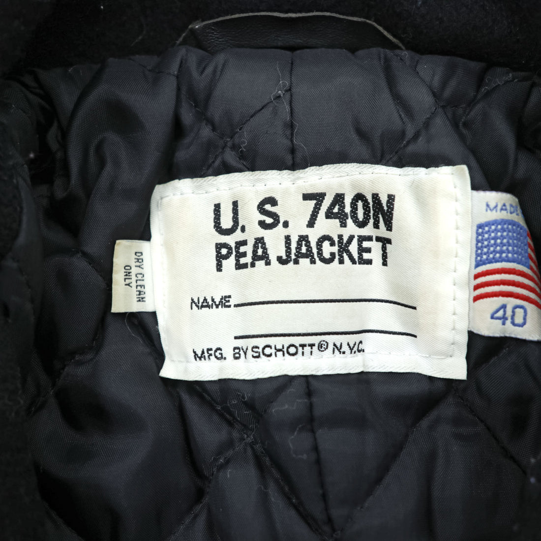 Schott USA製 ピーコート U.S.740N PEA JACKET メルトン ウール L ダークネイビー ミリタリー