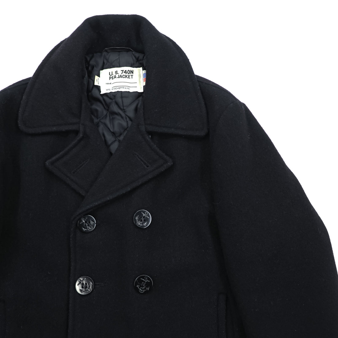 Schott USA製 ピーコート U.S.740N PEA JACKET メルトン ウール L ダークネイビー ミリタリー