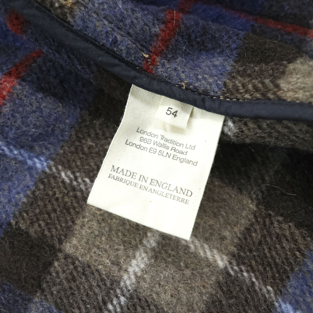 LONDON TRADITION 英国製 ダッフルコート メルトン ウール XL キャメル ブラウン 裏地チェック イギリス製