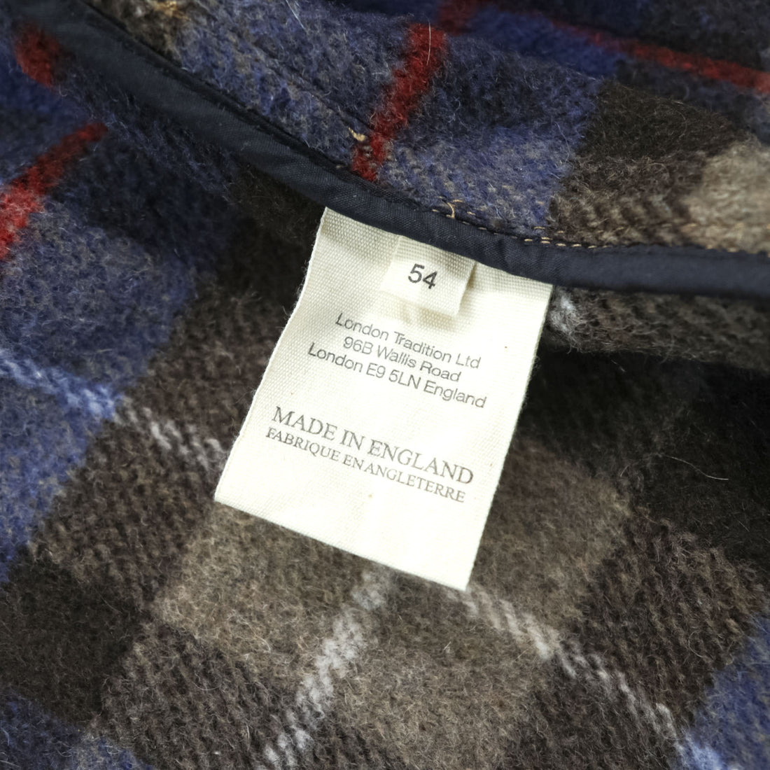 LONDON TRADITION 英国製 ダッフルコート メルトン ウール XL キャメル ブラウン 裏地チェック イギリス製