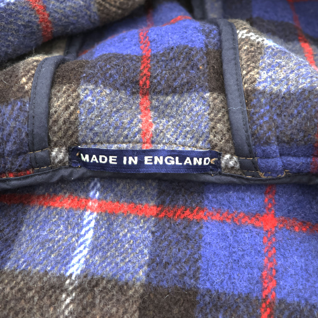 LONDON TRADITION 英国製 ダッフルコート メルトン ウール XL キャメル ブラウン 裏地チェック イギリス製