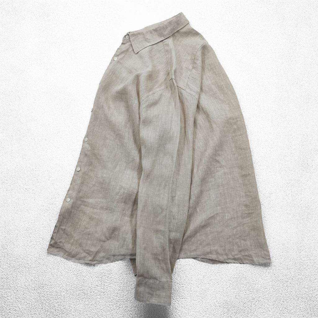Tasso Elba リネンシャツ 長袖シャツ XL ベージュ 麻100%