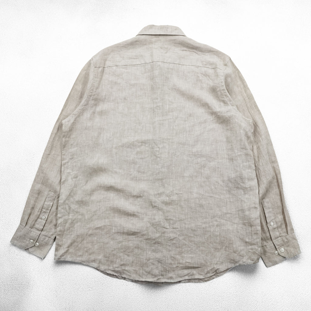 Tasso Elba リネンシャツ 長袖シャツ XL ベージュ 麻100%