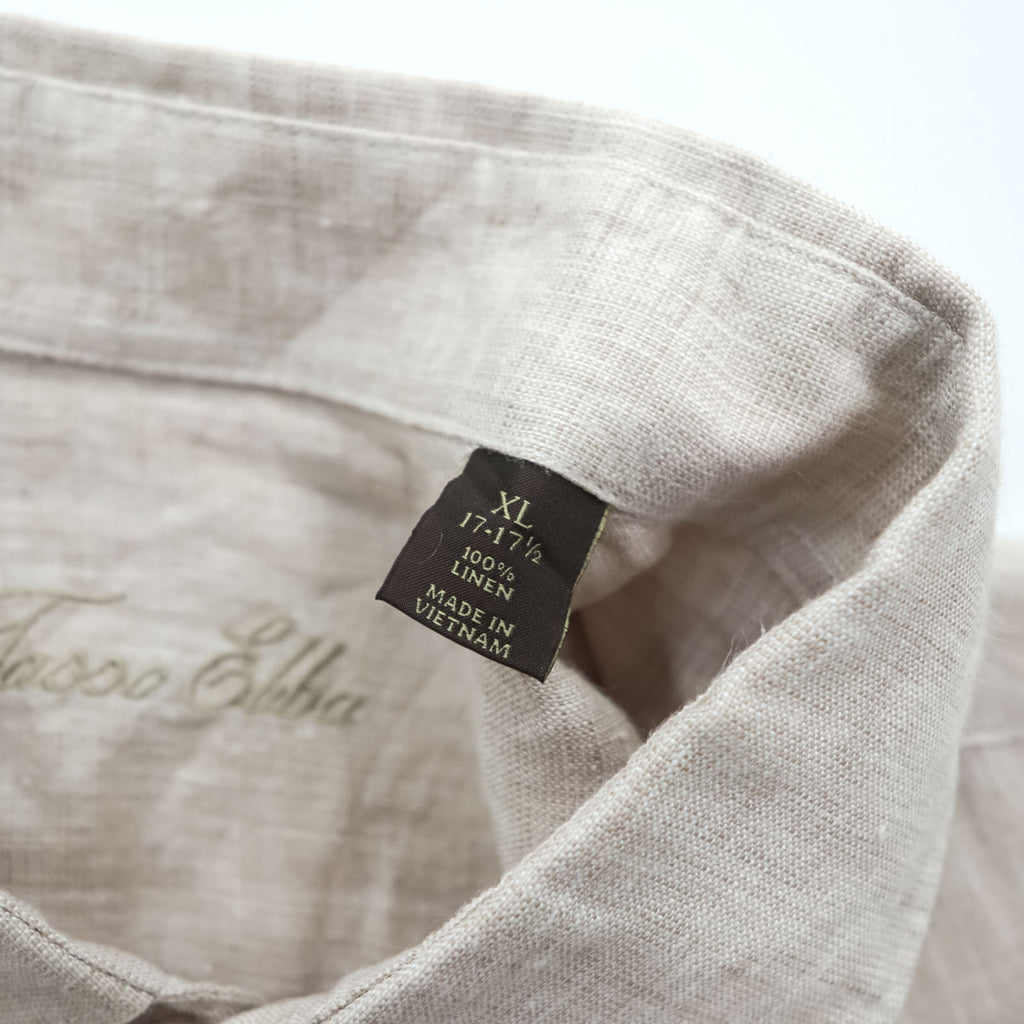 Tasso Elba リネンシャツ 長袖シャツ XL ベージュ 麻100%