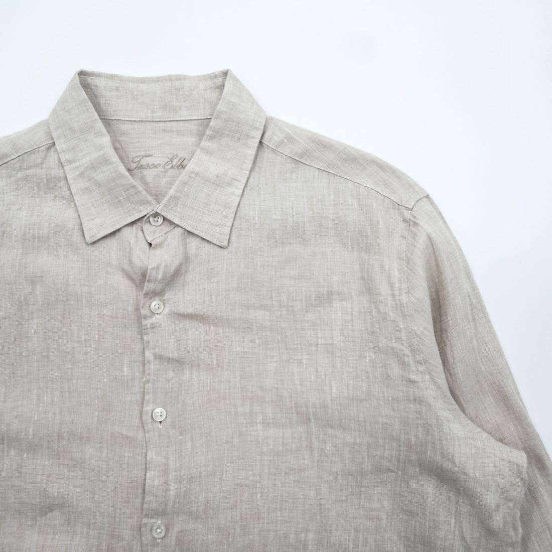 Tasso Elba リネンシャツ 長袖シャツ XL ベージュ 麻100%