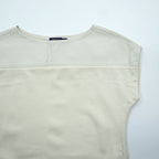 Polo Ralph Lauren フレンチスリーブ ラムレザー 切替 ワンピース M ホワイト ドレス 211633521001