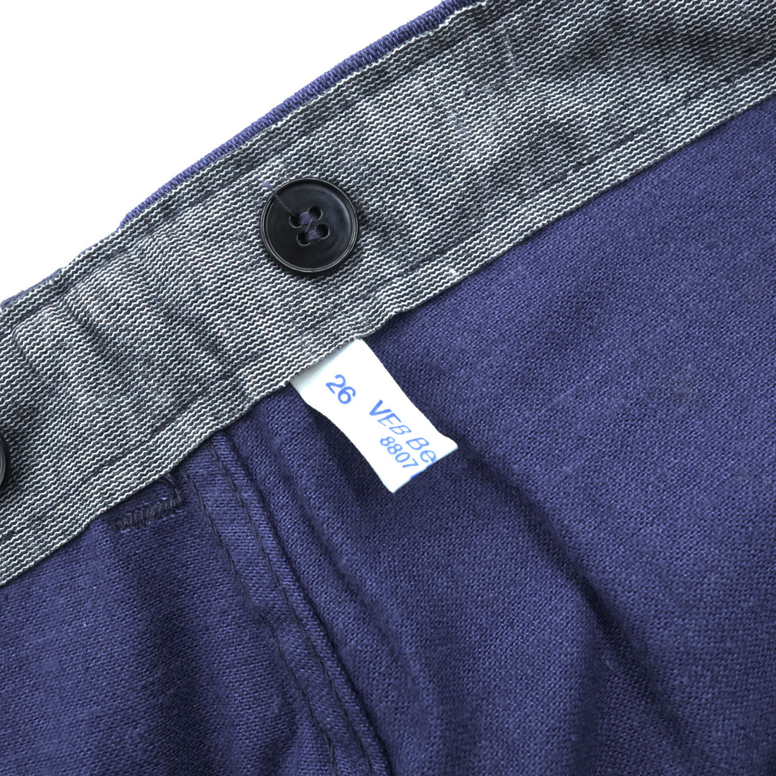 80年代 ユーロヴィンテージ 東ドイツ軍 ワークパンツ チノパンツ L ブルー VEB Berufsbekleidung 1988年製 サスペンダーボタン デッドストック 未使用品 MAH1 HSL38 51131