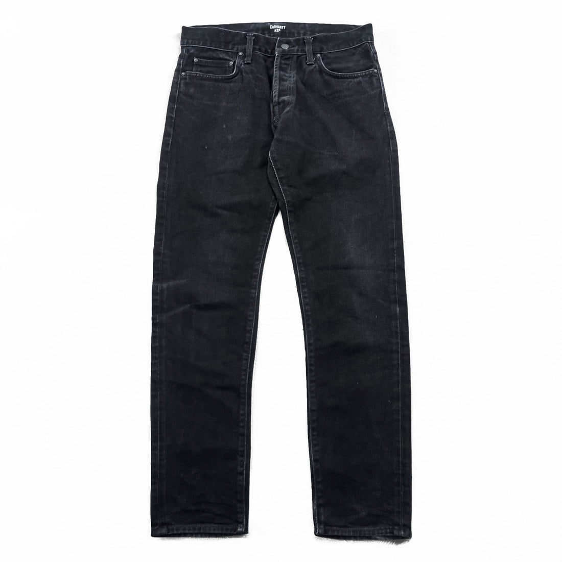 carhartt WIP ブラックデニムパンツ ジーンズ M ブラック KLONDIKE PANT ボタンフライ チュニジア製 IO24945