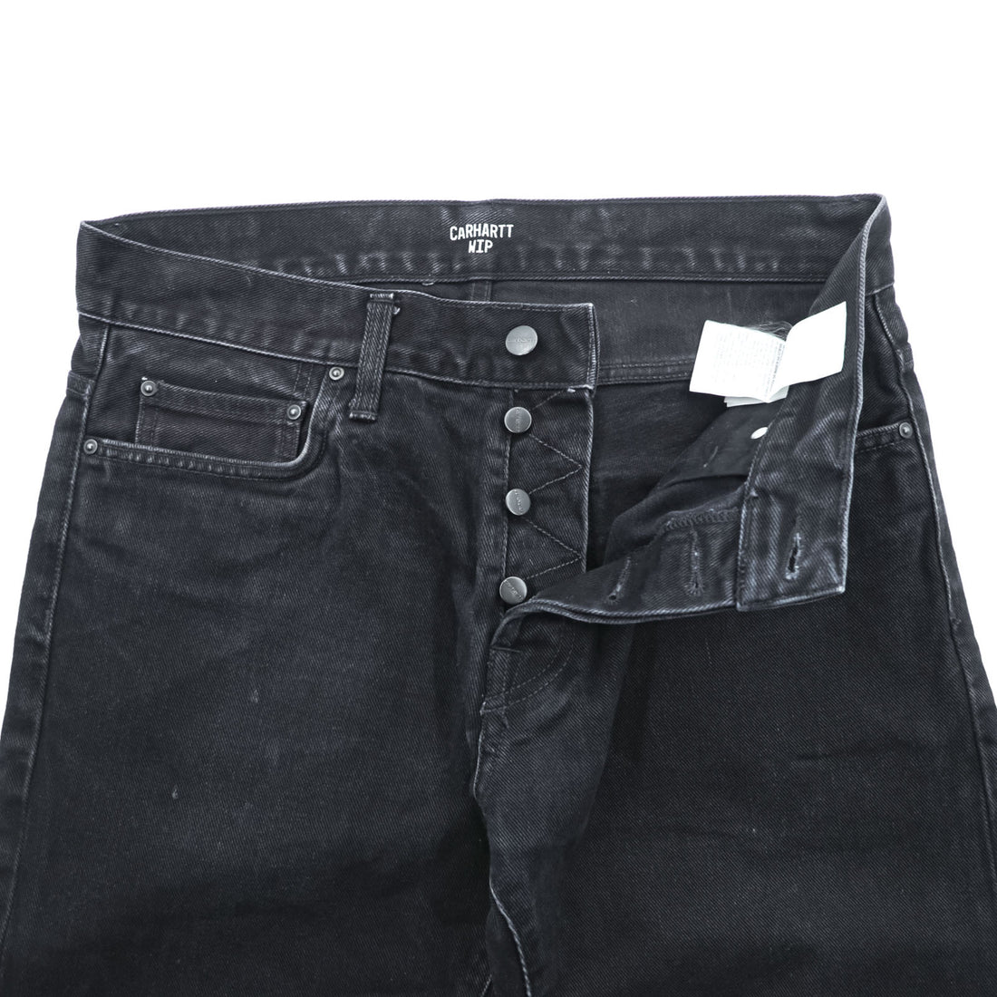 Carhartt WIP KLONDIKE PANT Black Denim Button Fly M Made in Tunisia IO24945