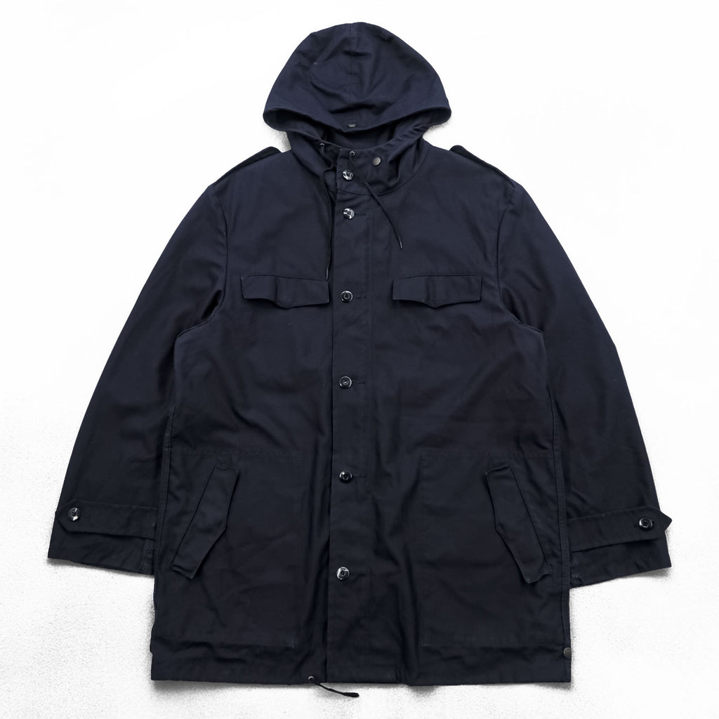 80s Vintage German Military SCHWARZ PASSAU Hooded Field Parka Coat Navy Size 54 1985