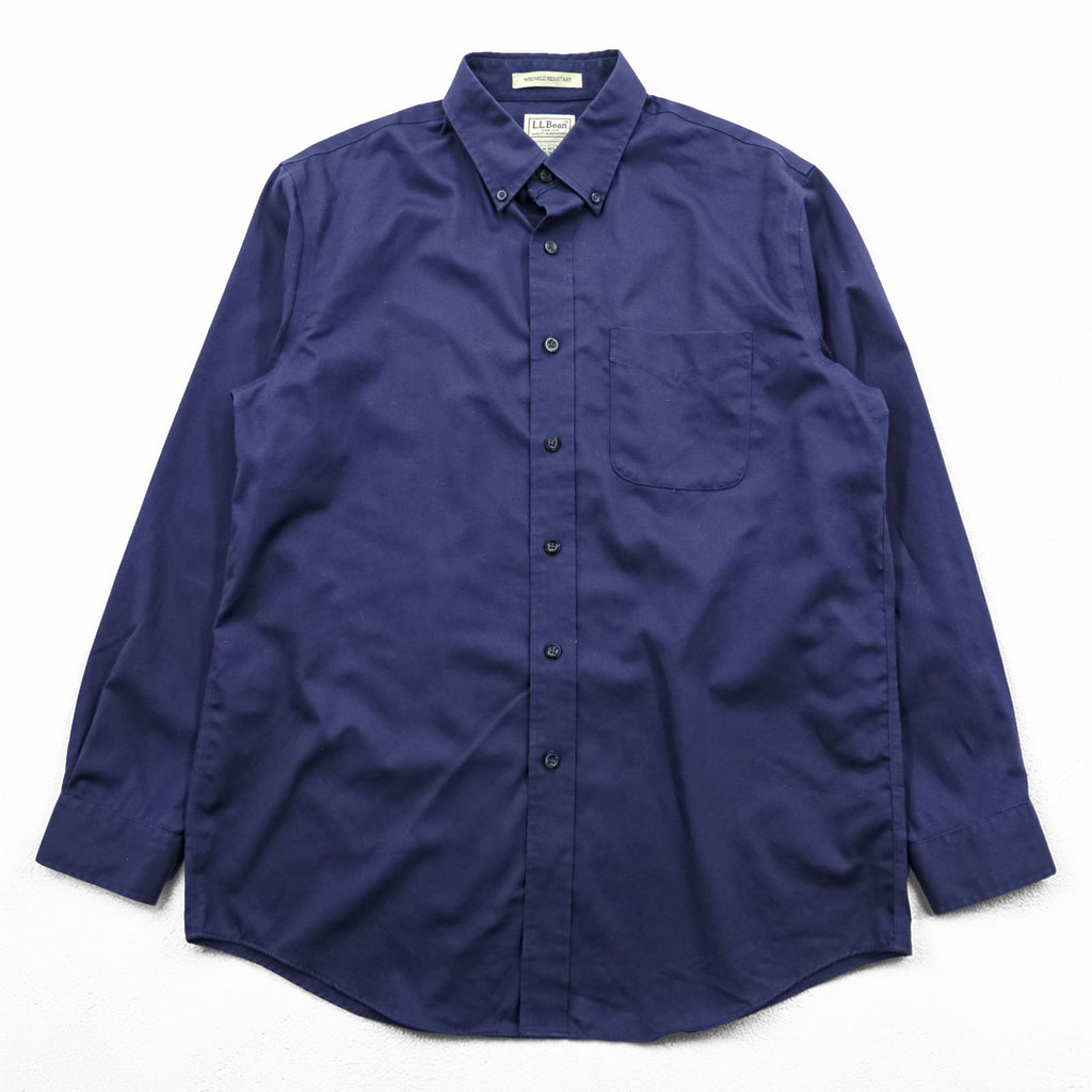 L.L.Bean ボタンダウンシャツ 長袖シャツ M ネイビー 胸ポケット WRINKLE RESISTANT 形態安定 264077