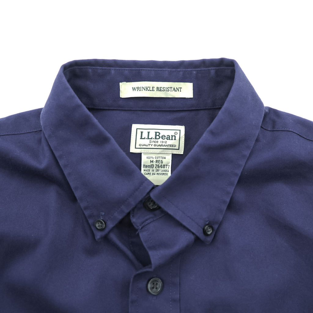 L.L.Bean ボタンダウンシャツ 長袖シャツ M ネイビー 胸ポケット WRINKLE RESISTANT 形態安定 264077