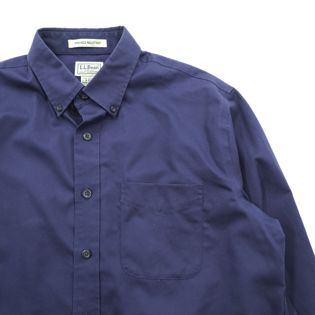 L.L.Bean ボタンダウンシャツ 長袖シャツ M ネイビー 胸ポケット WRINKLE RESISTANT 形態安定 264077