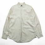 LANDS' END 90年代 ヴィンテージ リネンシャツ 長袖シャツ M ベージュ 麻100% 胸ポケット