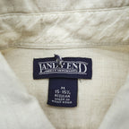 LANDS' END 90年代 ヴィンテージ リネンシャツ 長袖シャツ M ベージュ 麻100% 胸ポケット