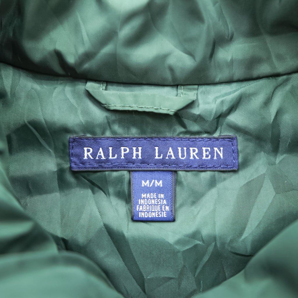 Ralph Lauren 90年代 キルティングベスト M グレー 中綿 スモールポニー刺繍 フルジップ スタンドカラー