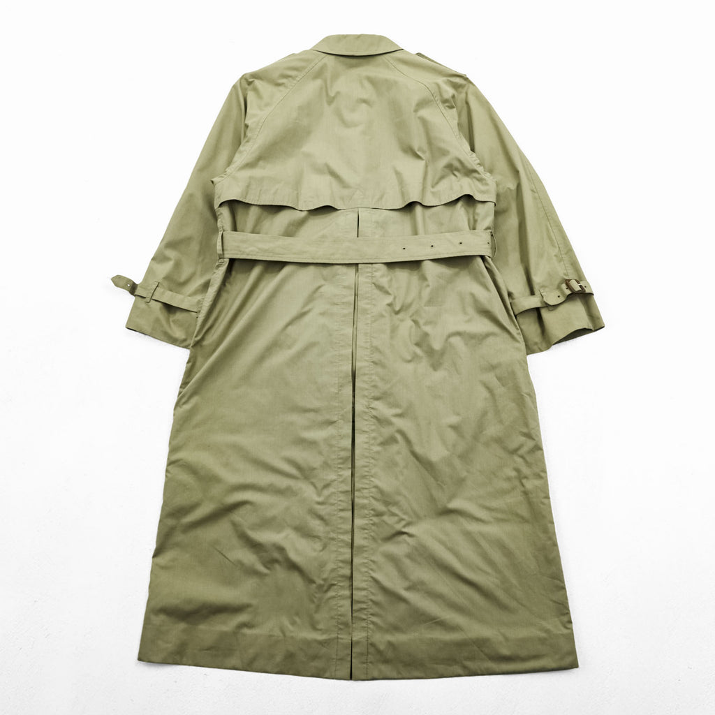 Vintage Burberrys Made in England Belted Long Trench Coat Khaki Beige Check Lined Womens