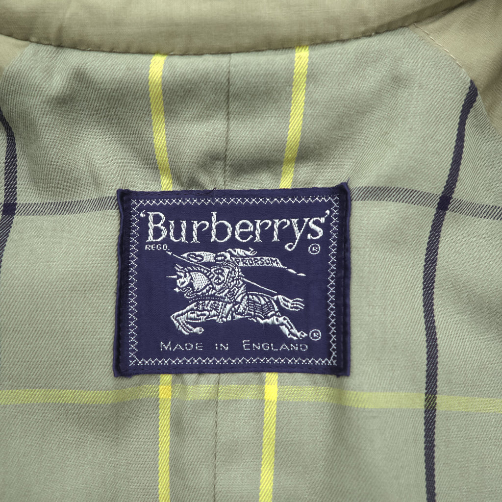 Vintage Burberrys Made in England Belted Long Trench Coat Khaki Beige Check Lined Womens