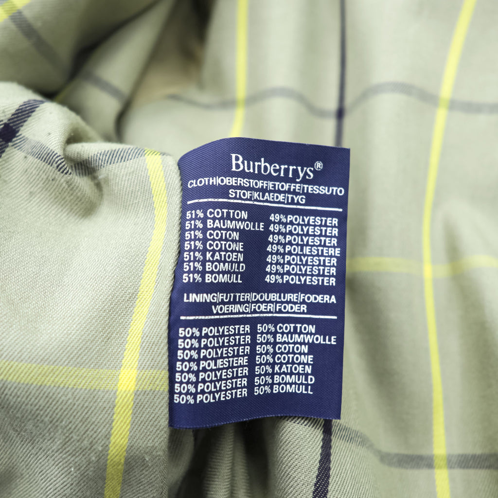 Vintage Burberrys Made in England Belted Long Trench Coat Khaki Beige Check Lined Womens
