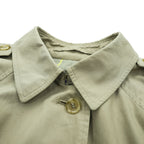 Vintage Burberrys Made in England Belted Long Trench Coat Khaki Beige Check Lined Womens