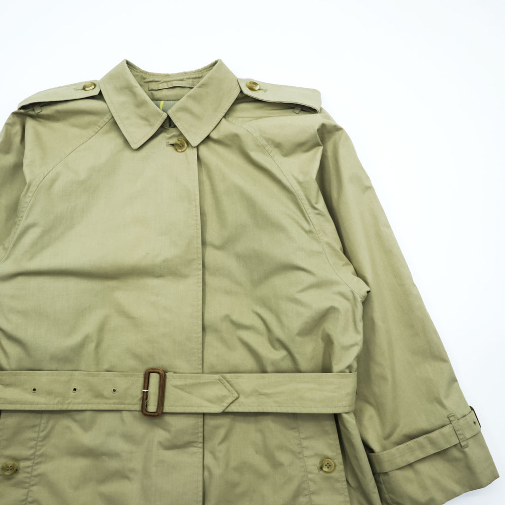 Vintage Burberrys Made in England Belted Long Trench Coat Khaki Beige Check Lined Womens