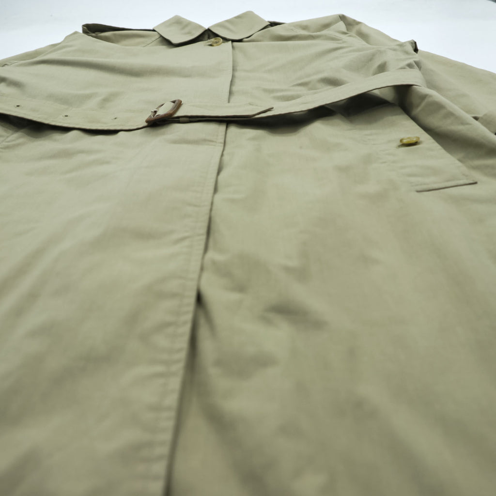 Vintage Burberrys Made in England Belted Long Trench Coat Khaki Beige Check Lined Womens