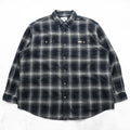 carhartt フランネル ボタンダウンシャツ 2XL チェック グレー ブラック 胸ポケット ビッグサイズ S199