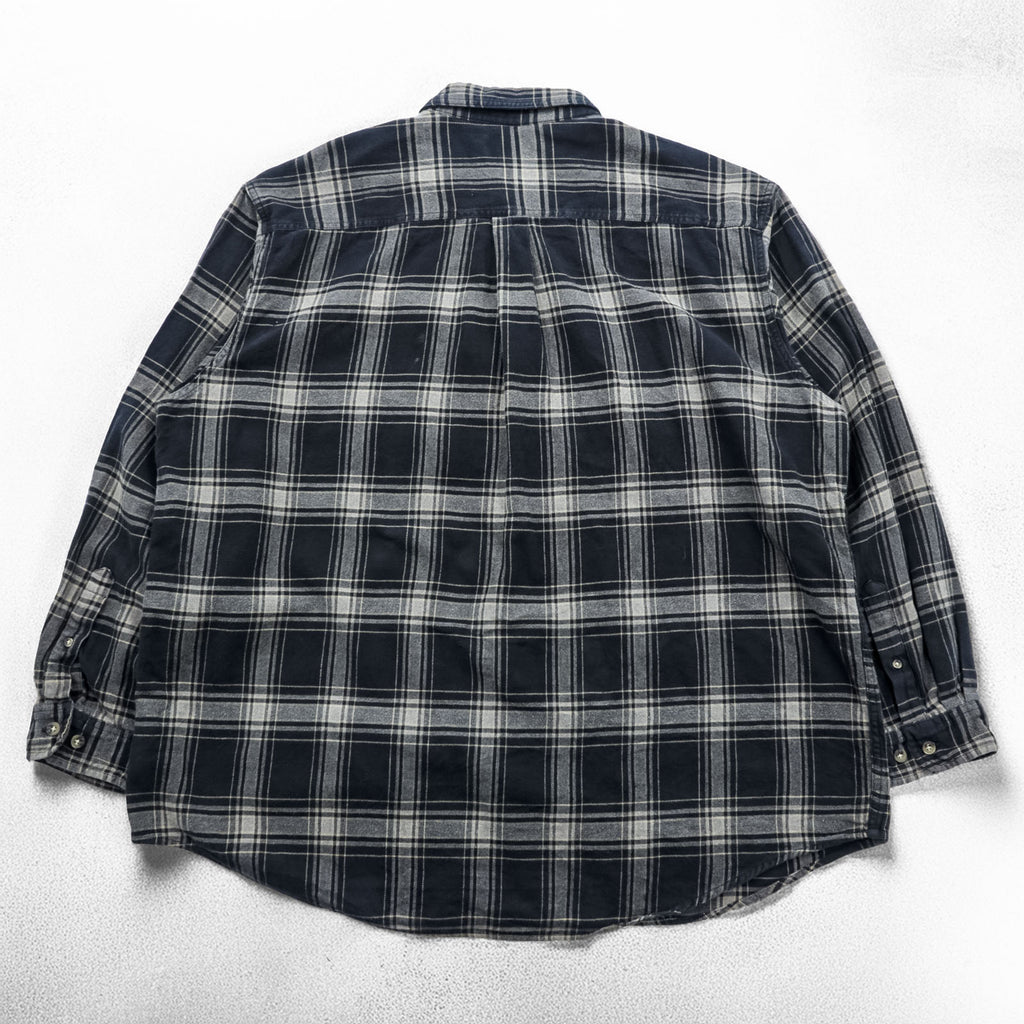 carhartt フランネル ボタンダウンシャツ 2XL チェック グレー ブラック 胸ポケット ビッグサイズ S199